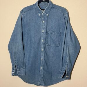 Graphite Jeans Wear Shirt Mens M Blue Denim Lt Wash Button Down L S Pocket